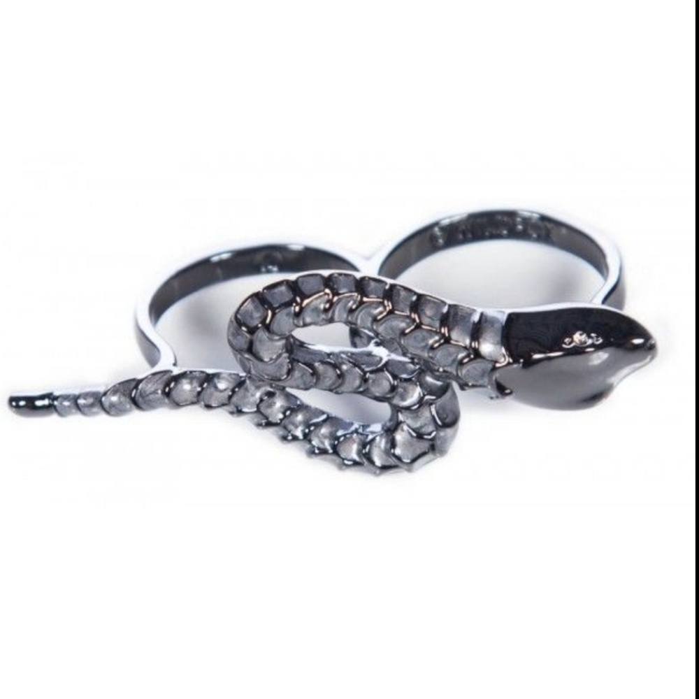Wildfox Hematite Two Finger Snake Ring